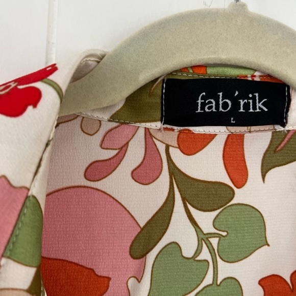 Fab’rik Fabrik Ivory Floral Print Long Sleeve Bodysuit Blouse Size Large - Picture 11 of 16